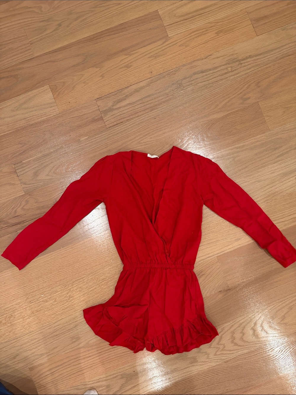 Red Long-Sleeve Romper